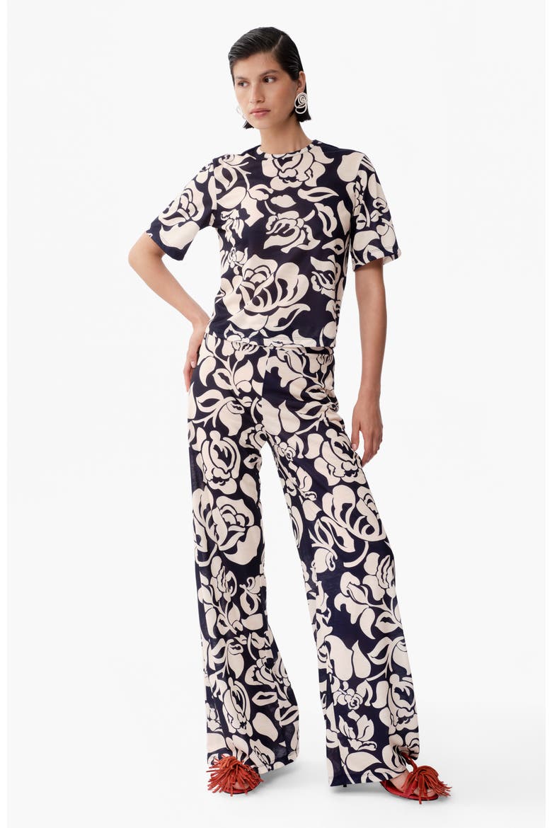 Dakota Short Sleeve Cotton T-Shirt, Alternate, color, Flora Navy Print