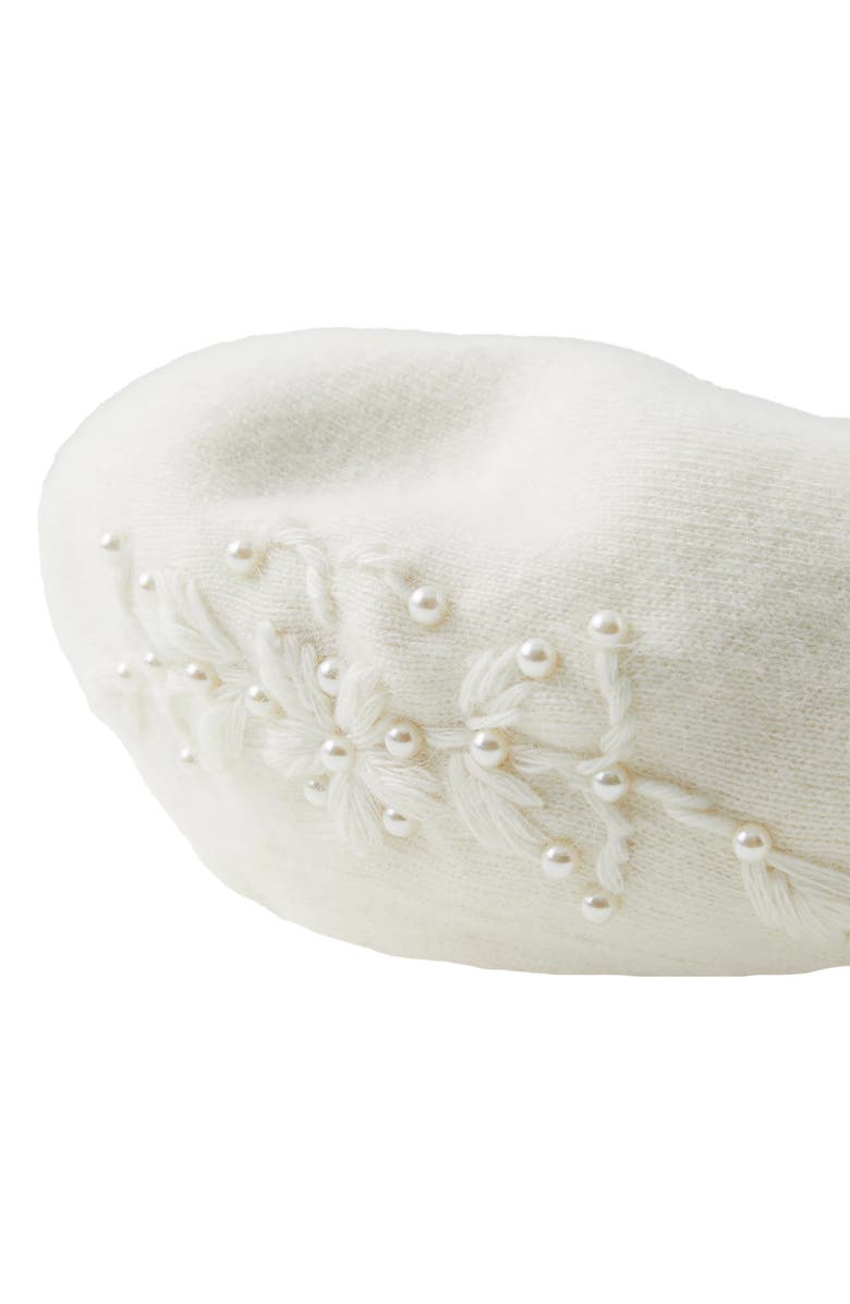 SAACHI Faux Pearl Embellished Beret, Alternate, color, Ivory