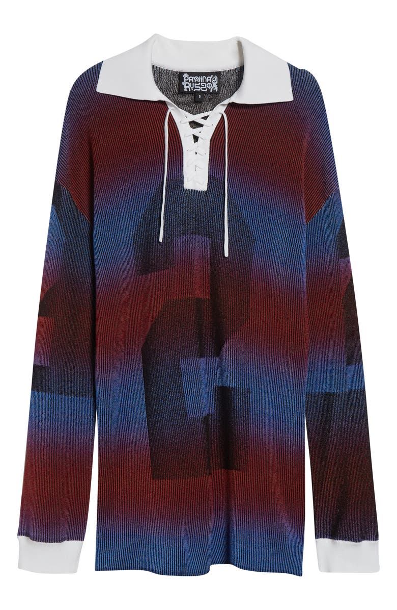 Paolina Russo Illusion Oversize Rib Rugby Polo, Main, color, Red/ Blue