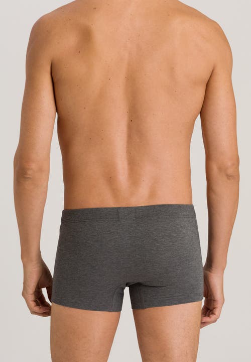 Hanro 2-pack Cotton Boxer Briefs With Covered Waistband In Coal Melange