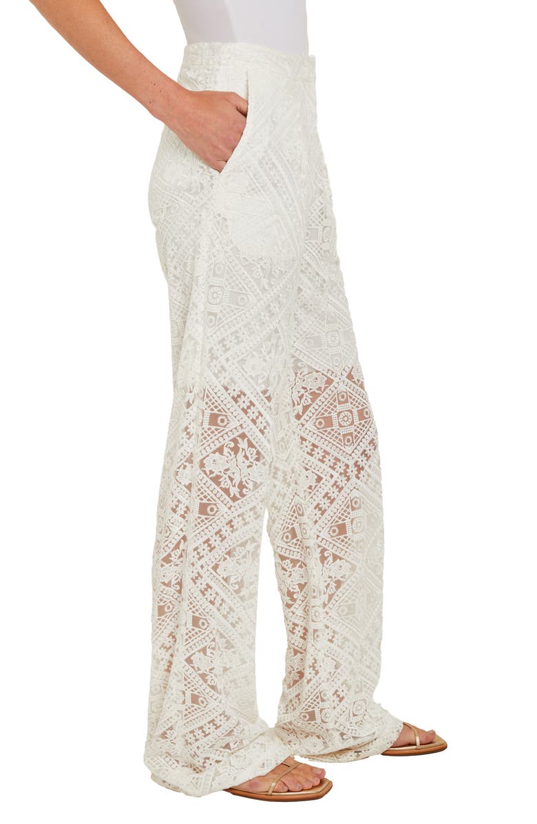 Misook Lace Straight Leg Pants, Alternate, color, White