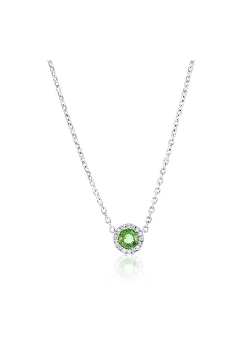14K Gold 0.51ct Round Green Peridot & Diamonds Necklace, Main, color, Green