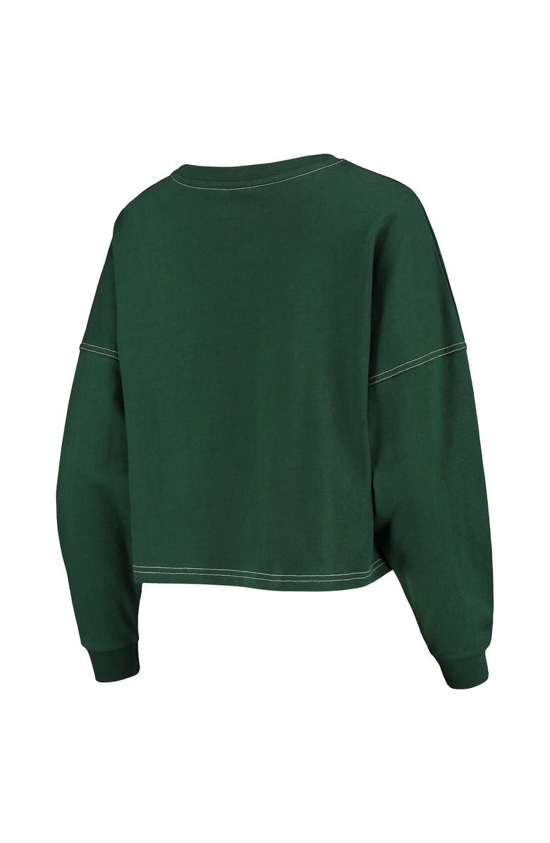 CHICKA-D Women's chicka-d Green Michigan State Spartans Vintage Jersey Boxy Big Long Sleeve T-Shirt, Alternate, color, 