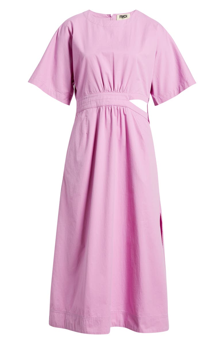 FRNCH Mavera Cutout Poplin Midi Dress, Alternate, color, Violine