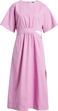 FRNCH Mavera Cutout Poplin Midi Dress