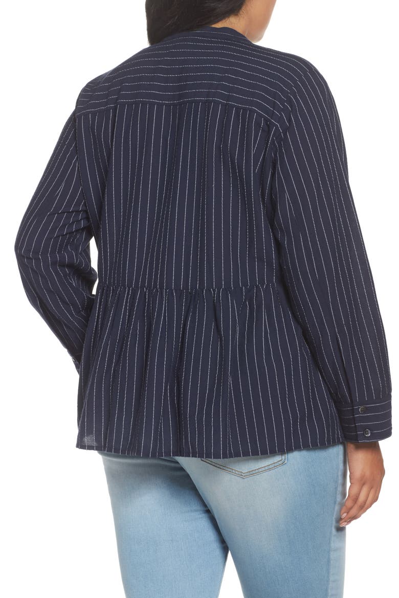 Peplum Blouse, Alternate, color, NAVY STRIPE