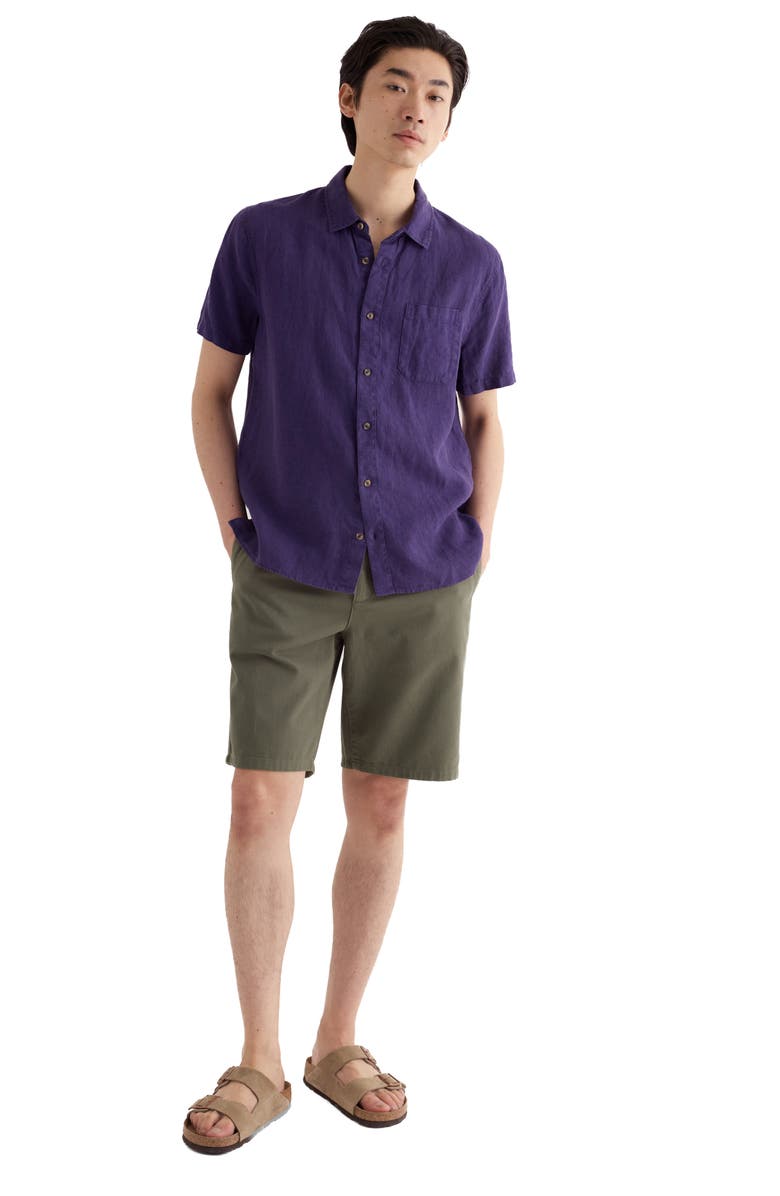 Seasalt Cornwall Carne Short Sleeve Linen Button-Up Shirt, Alternate, color, Blackcurrant