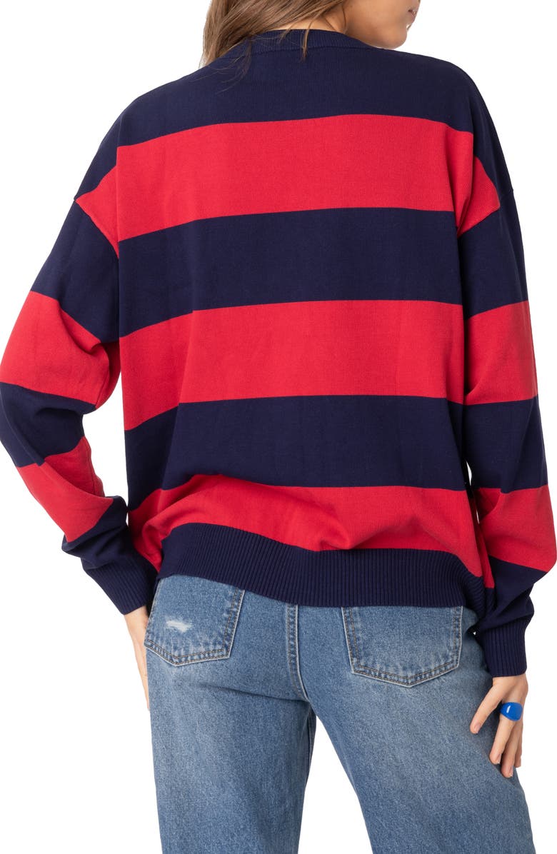 EDIKTED Logan Stripe Oversize Sweater, Alternate, color, Red