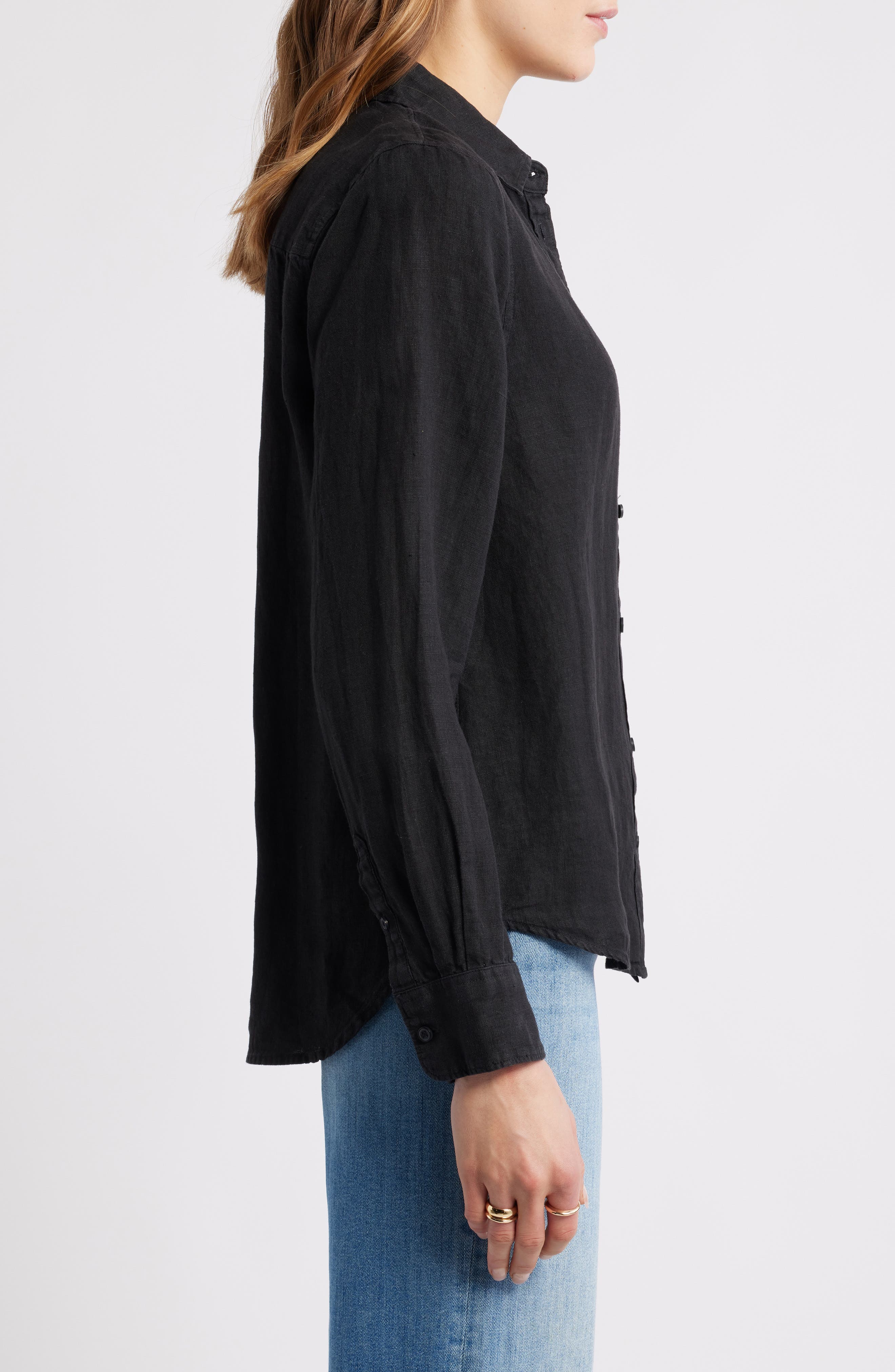 Женские Caslon® Casual Linen Button-Up Shirt — фото 3