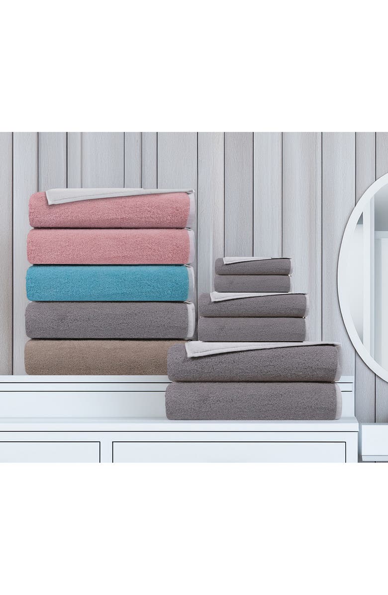 DePera Double Face 6-Piece Turkish Cotton Towels Set, Alternate, color, Grey/ White