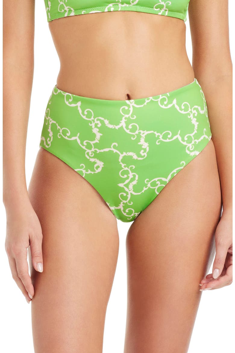 Reversible High Waist Swim Bottoms, Alternate, color, GREEN MULTI