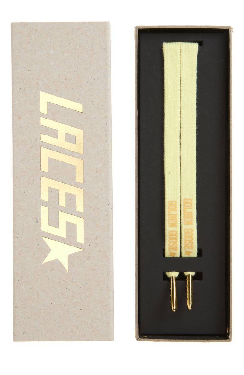 Golden Goose Logo Shoelaces, Main, color, Beige Brown Leo/ White/ Silver