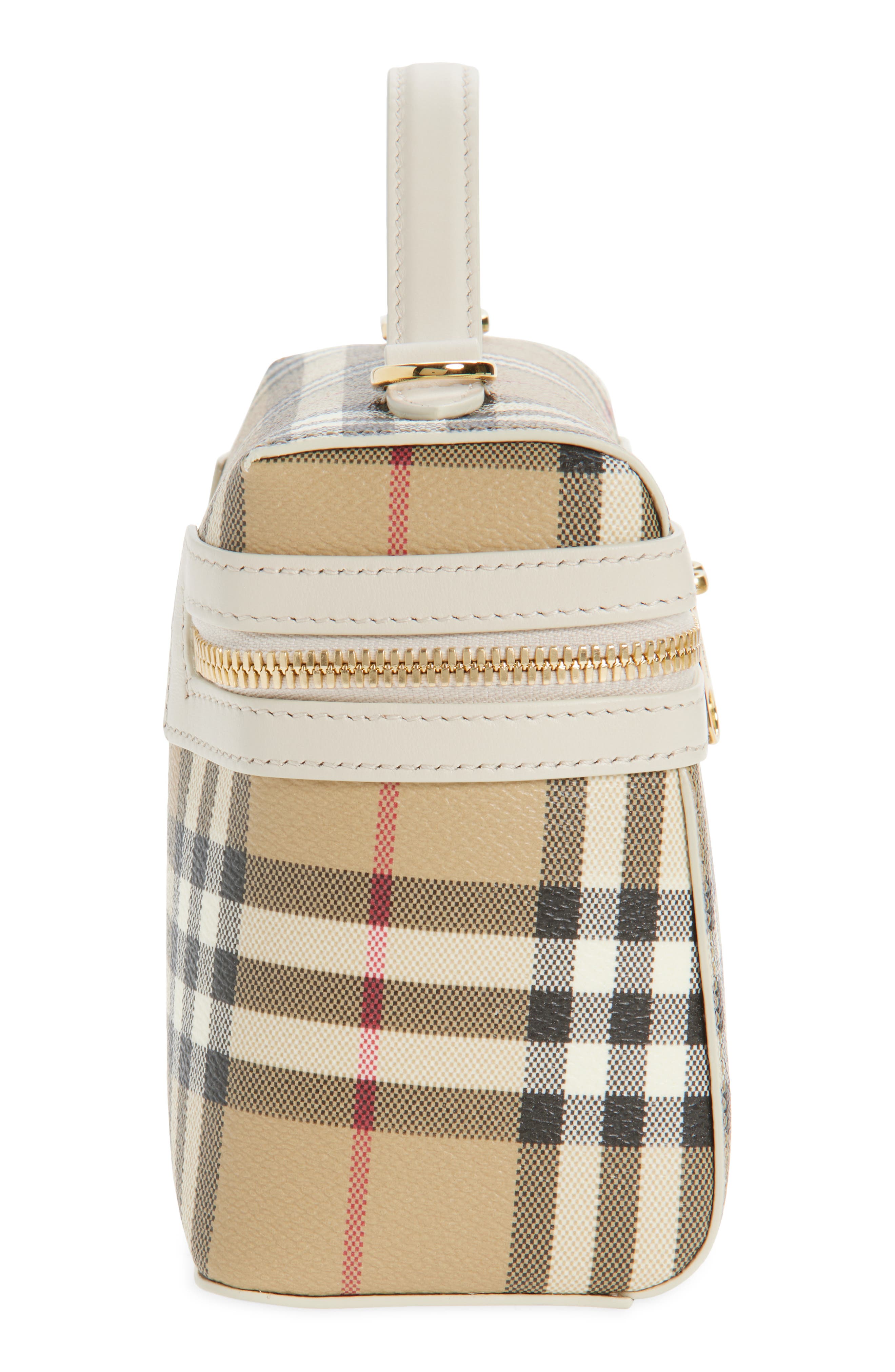 Check Coated Canvas Vanity Case, Alternate, color, VINTAGE CHECK/ SOAP