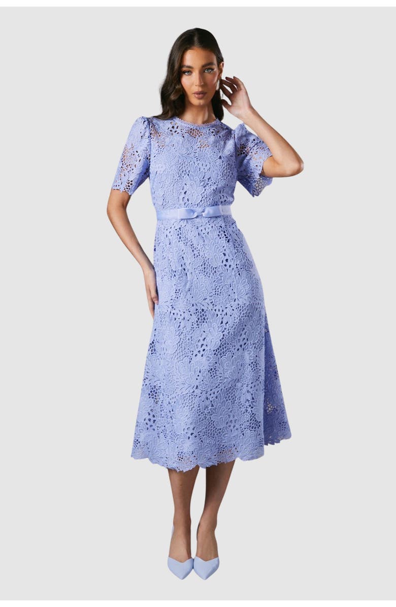 Coast Lace Midi Dress With Bow Belt, Main, color, Lavender