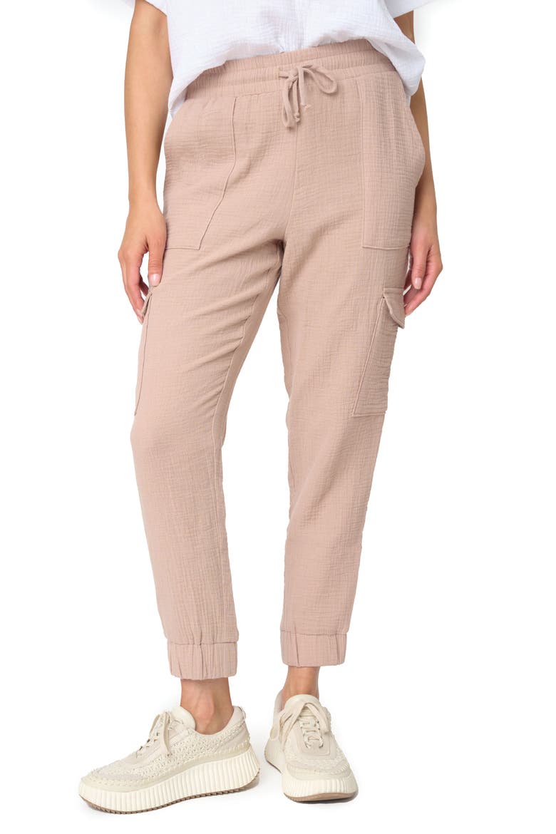 Essential Cotton Gauze Cargo Joggers, Main, color, TAUPE