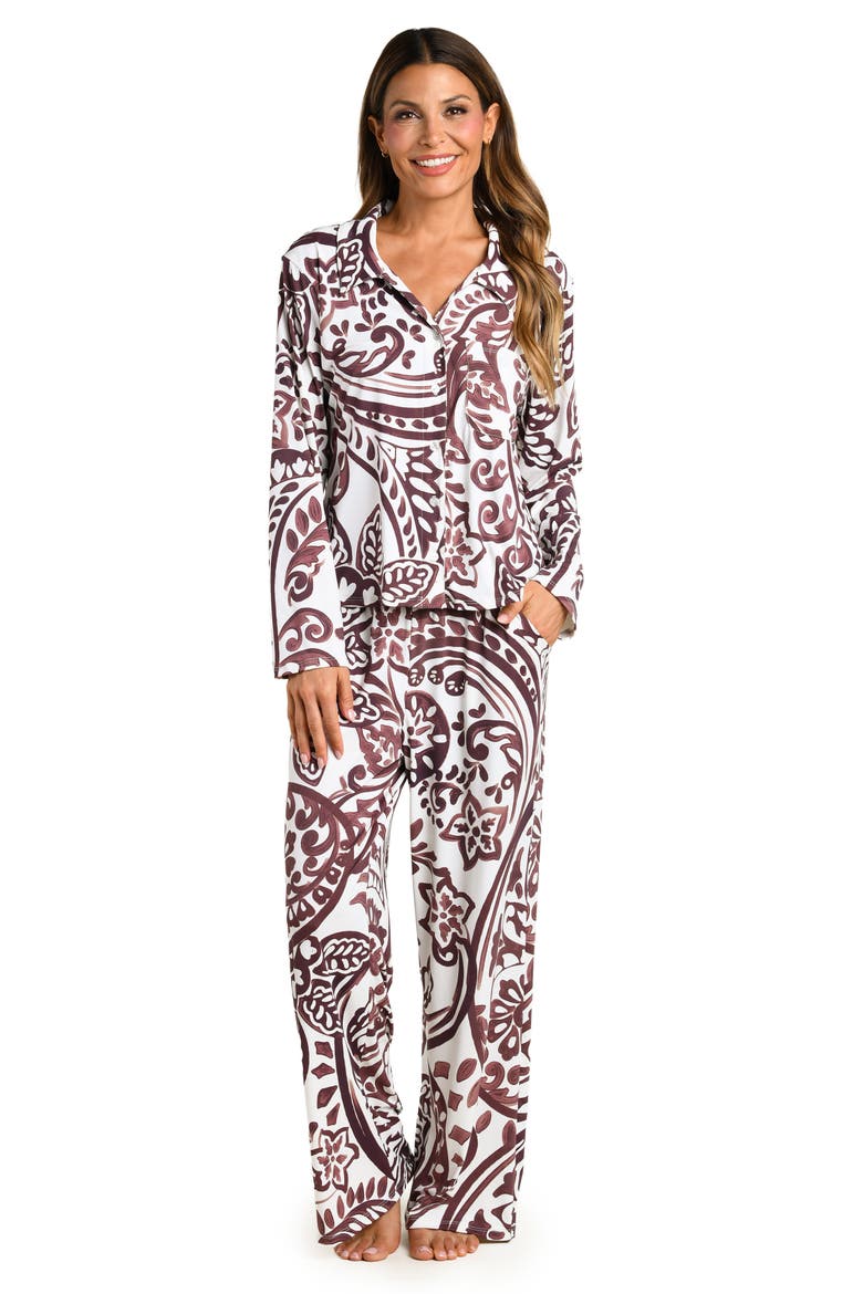 Painted Paisley Pajamas, Alternate, color, ESPRESSO