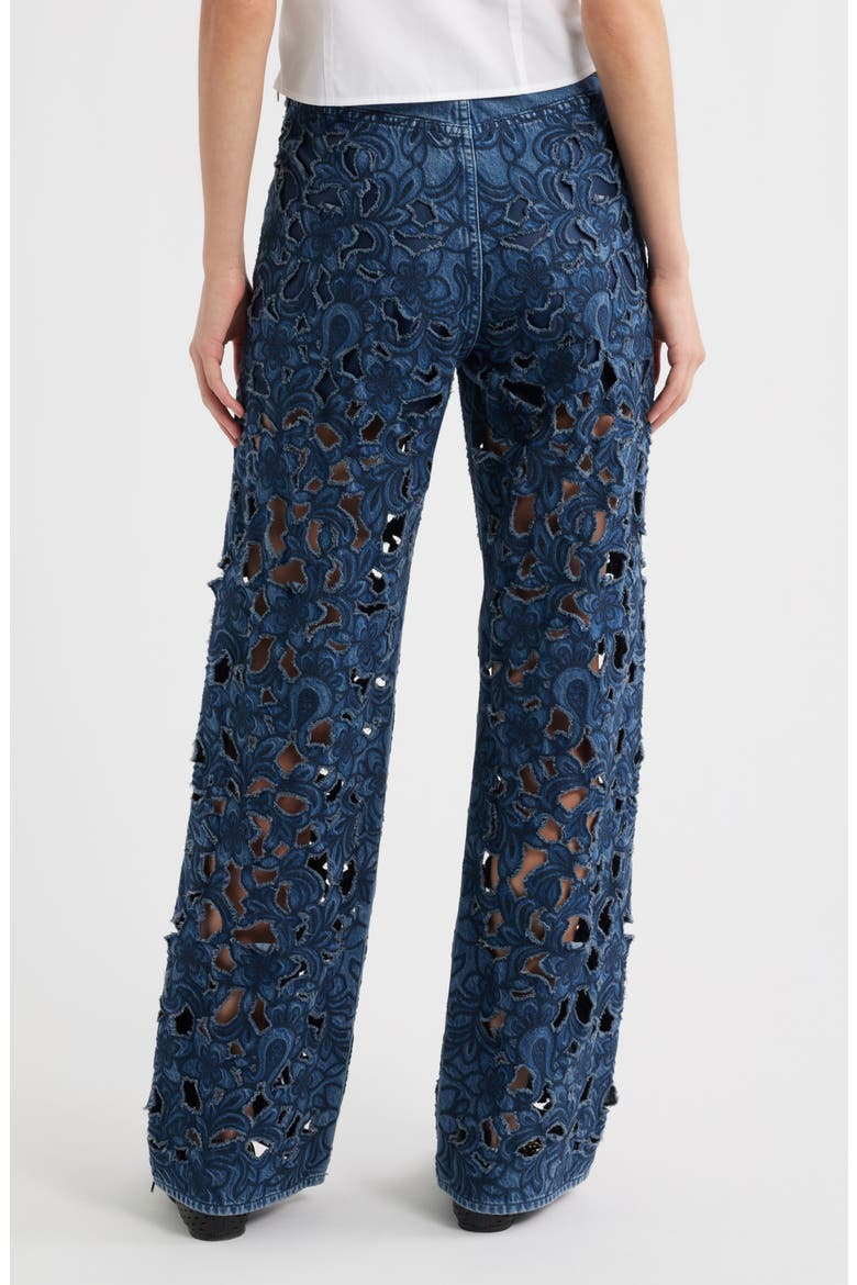 Logan Floral Cutout Mid Rise Wide Leg Jeans, Alternate, color, HYACN
