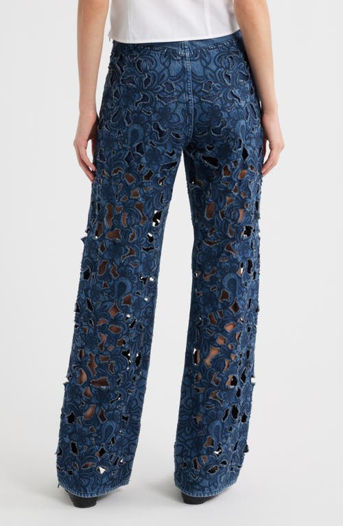 Rag & Bone Logan Floral Cutout Mid Rise Wide Leg Jeans