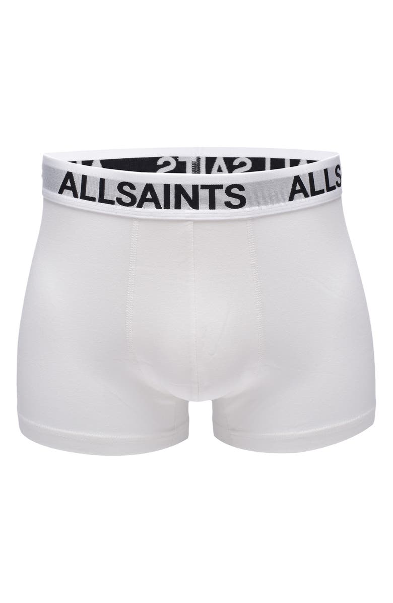 AllSaints 3-Pack Contour Pouch Stretch Organic Cotton Trunks, Alternate, color, White