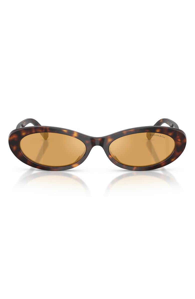 Tiffany & Co. 56mm Oval Sunglasses, Main, color, Havana / Orange Mirror Silver