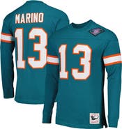 Mitchell & Ness Men's Mitchell & Ness Dan Marino Aqua Miami Dolphins Throwback Retired Player Name & Number Long Sleeve Top
