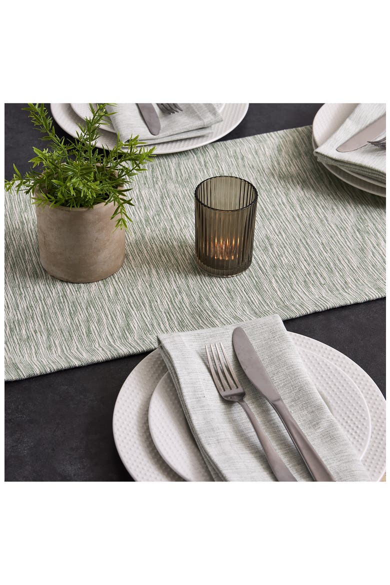 Hedge Green Space Dyed Cotton Table Runner, Alternate, color, GREEN