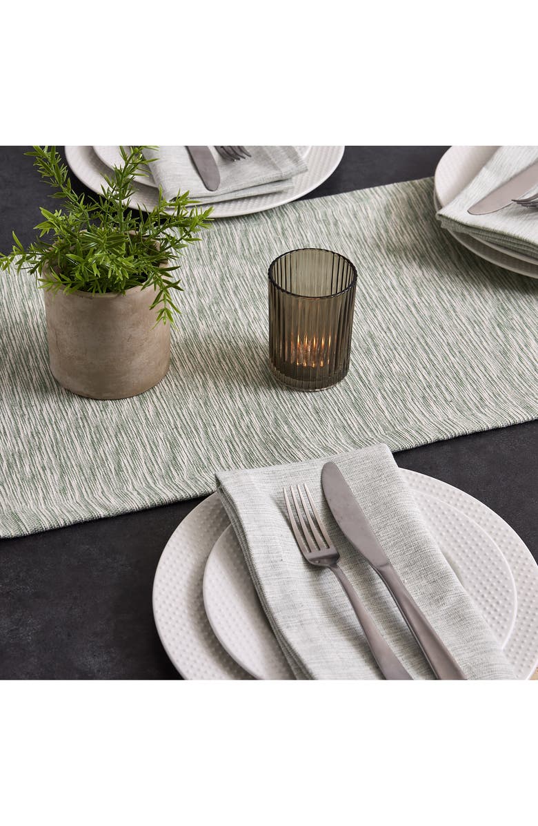 Design Imports Hedge Green Space Dyed Cotton Table Runner, Alternate, color, Green