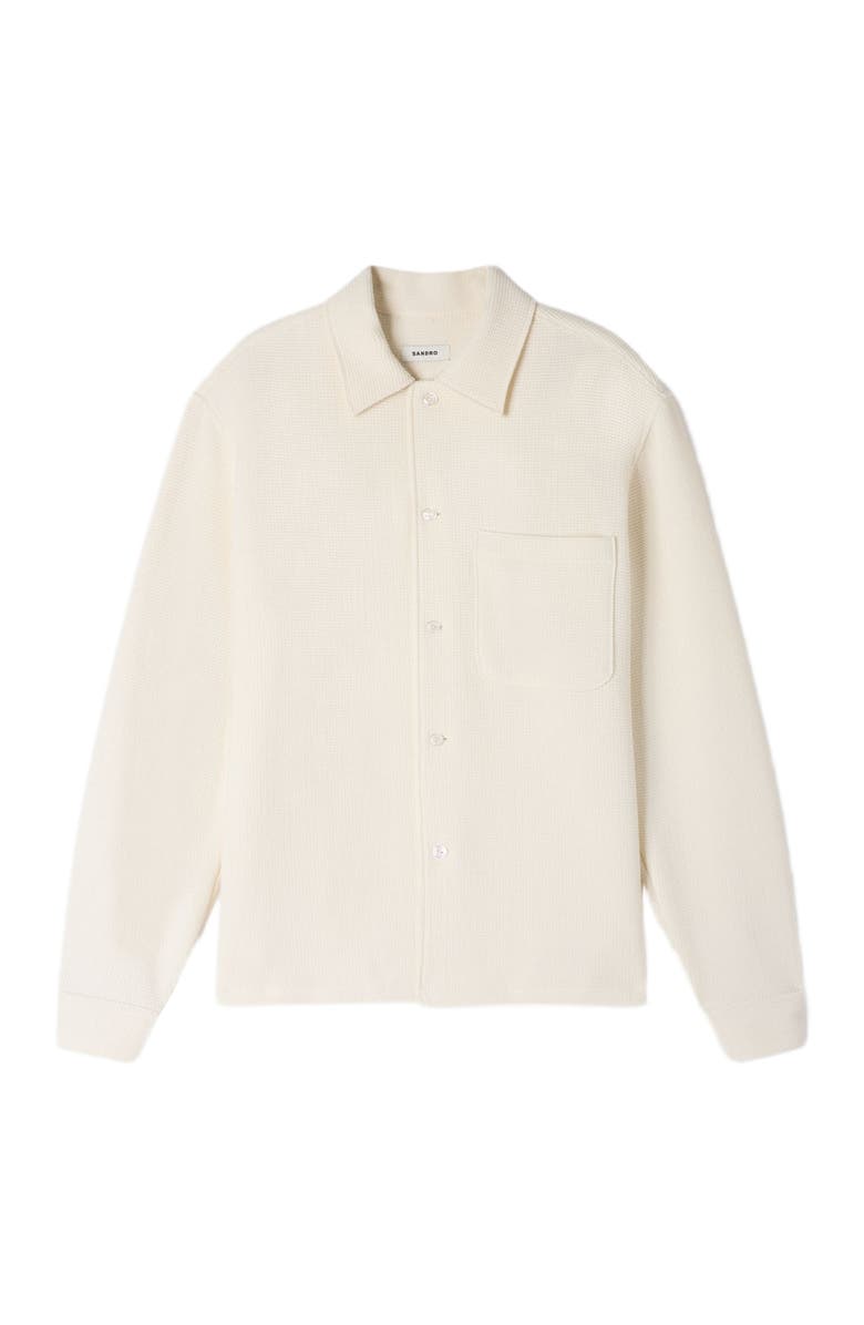 SANDRO Textured shark collar shirt, Alternate, color, Ecru