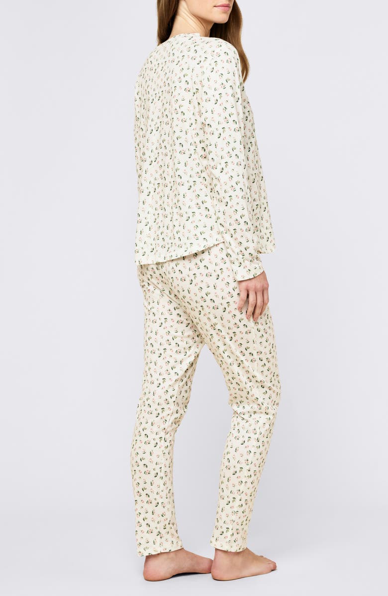 Papinelle Rosebud Organic Cotton Jersey Pajamas, Alternate, color, Ecru