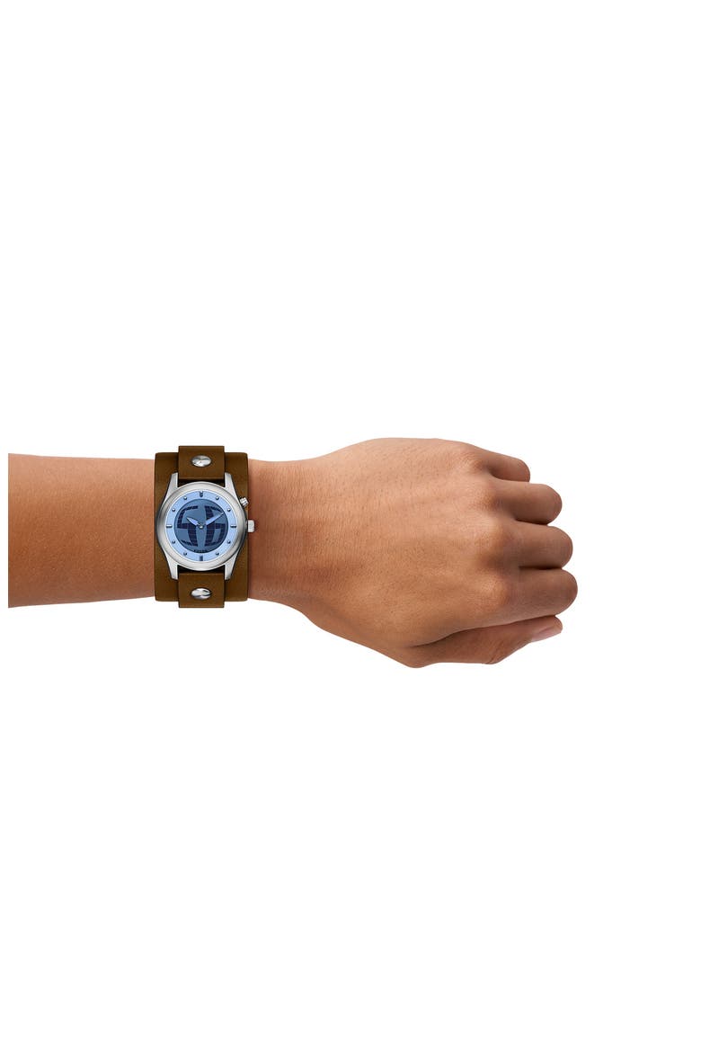 Archival Big Tic® Anadigi Leather Strap Watch, 40mm, Alternate, color, BROWN