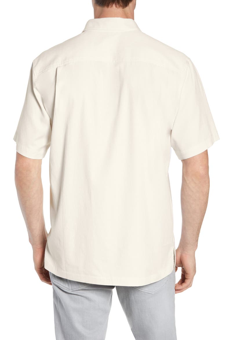 Catalina Stretch Silk Blend Camp Shirt, Alternate, color, WHITE