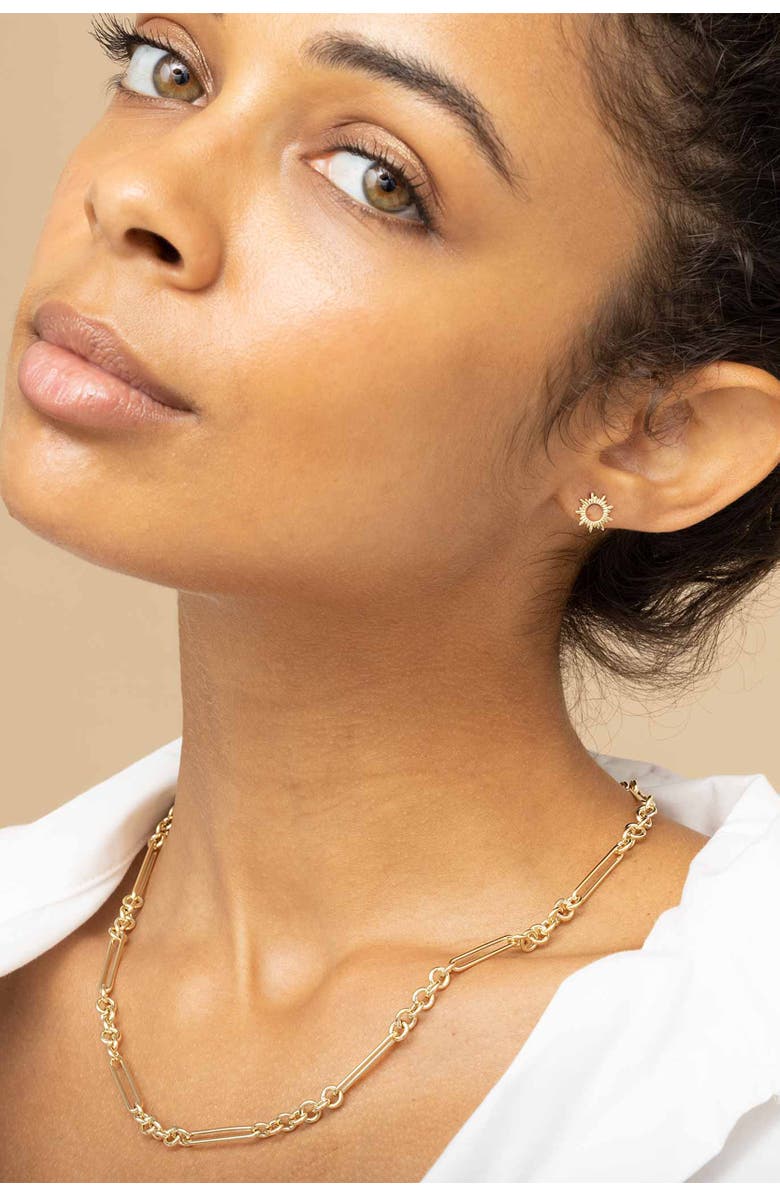 Oradina 14K Yellow Gold Sunrise Studs, Alternate, color, Yellow Gold