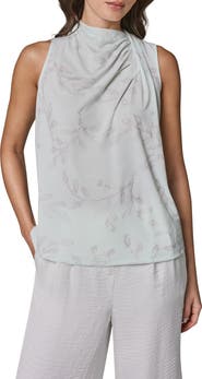 Donna Karan New York Hotfix Twist Drape Shoulder Sleeveless Top