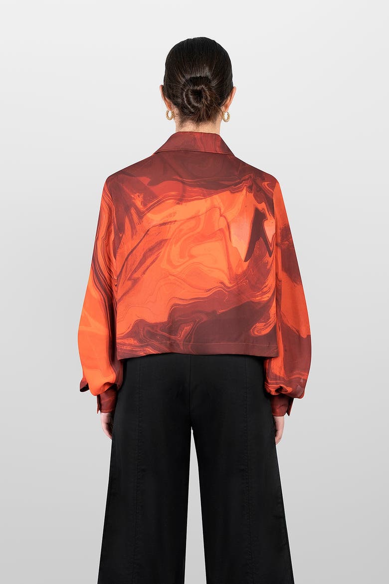 Short Sahariana Blouse, Alternate, color, Orange