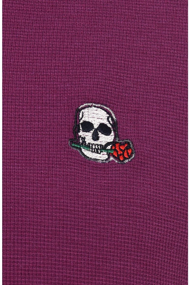 Polaris Embroidered Skull Quarter Zip Pullover, Alternate, color, BERRY