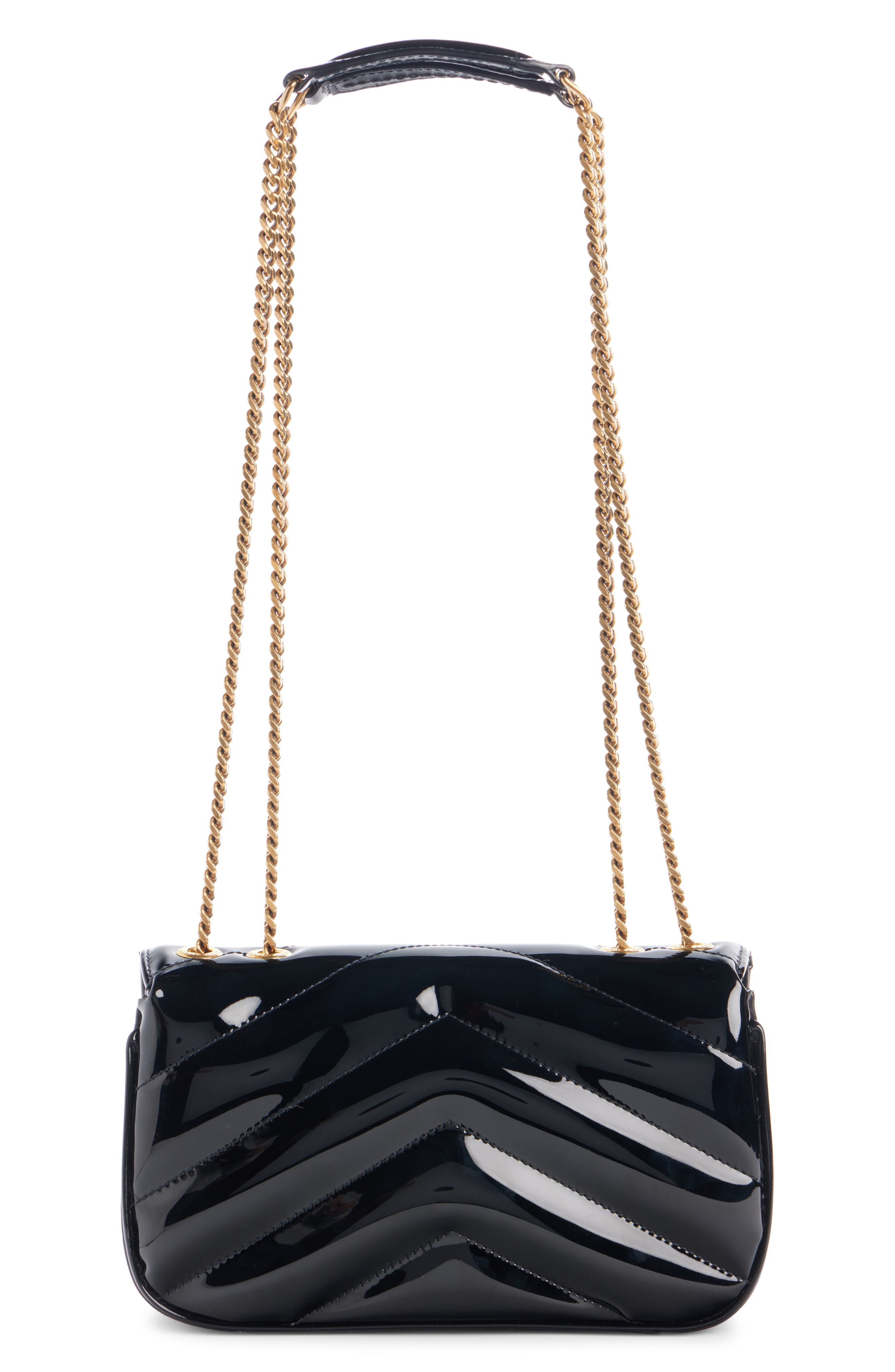 Mini LouLou Quilted Patent Leather Bag, Alternate, color, NOIR