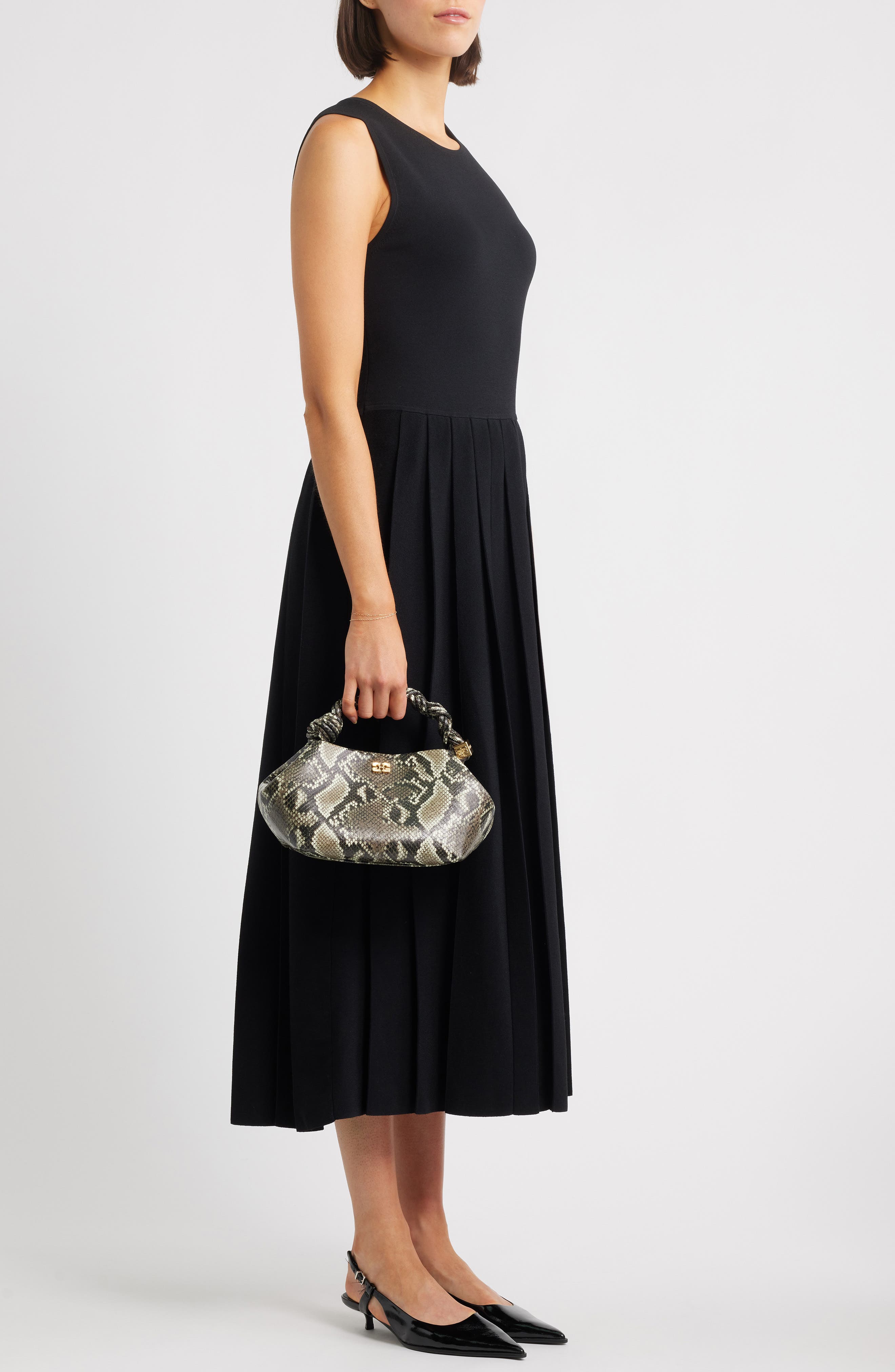 Ganni Small Bou Leopard Print Handbag, Alternate, color, Egret