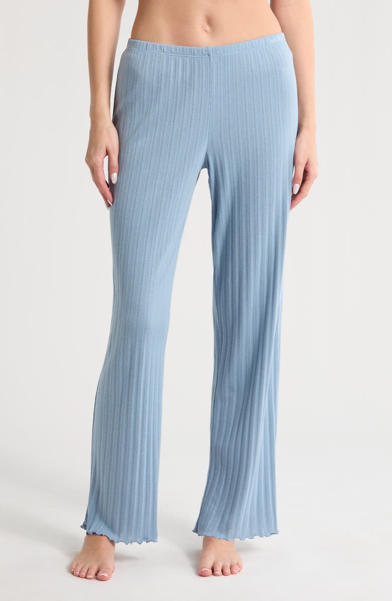 Eberjey Pointelle Rib Pajama Pants, Main, color, Faded Denim