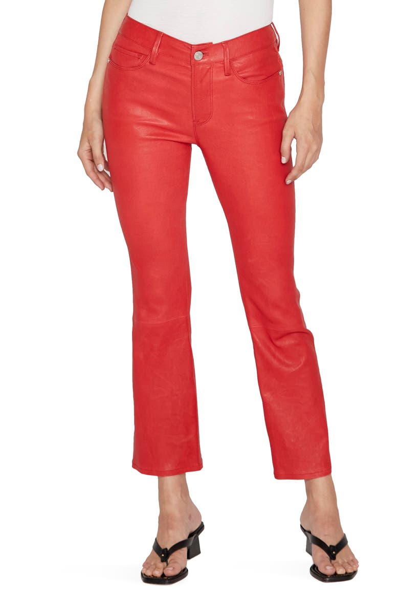 Le Crop Mini Leather Cropped Pants, Main, color, GARNET