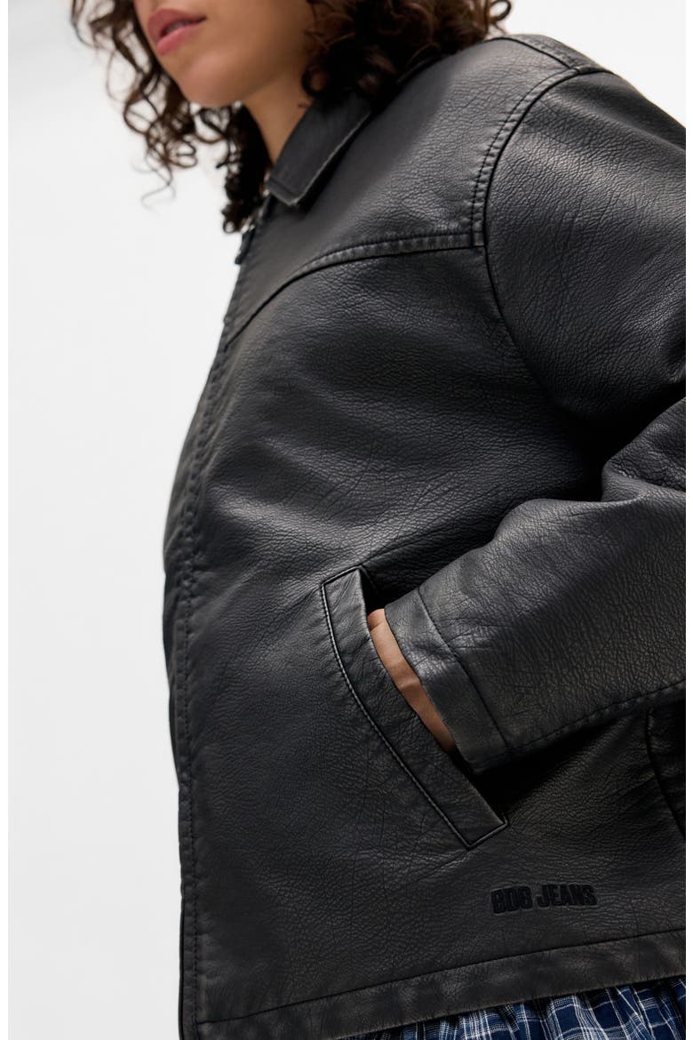 Dex Wadded Faux Leather Jacket, Alternate, color, BLACK