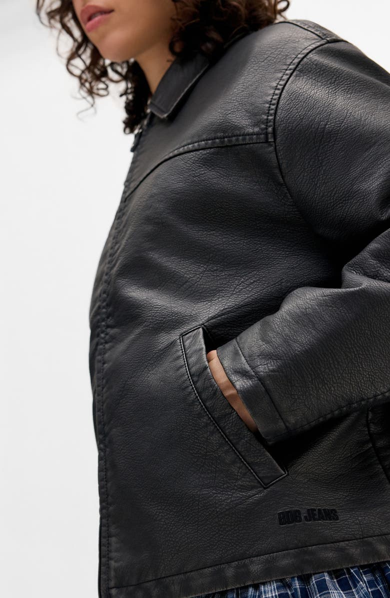 BDG Urban Outfitters Dex Wadded Faux Leather Jacket, Alternate, color, Black