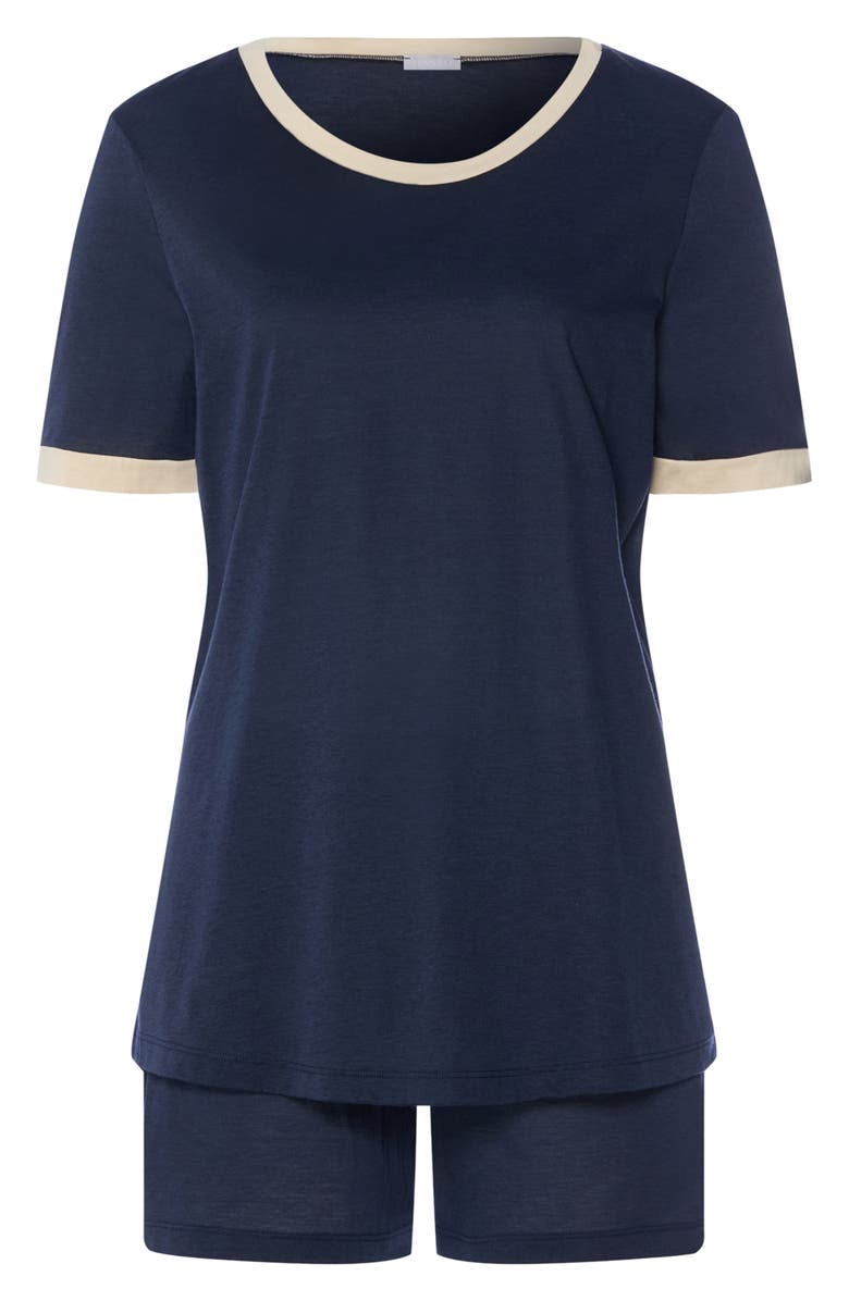 Hanro Laura Short Sleeve Cotton & Modal Pajamas, Alternate, color, Deep Navy