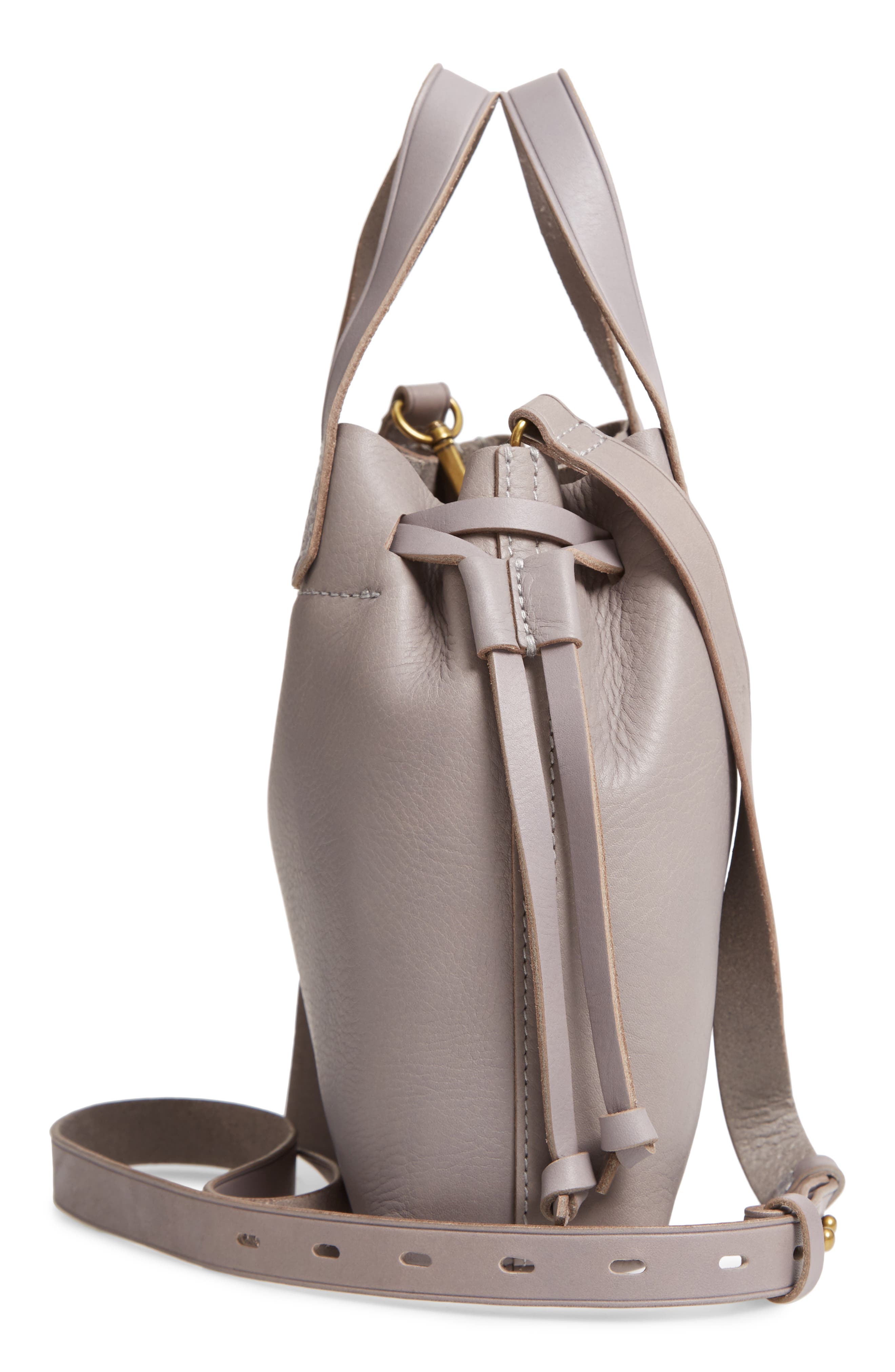 Madewell The Mini Pocket Transport Leather Drawstring Tote, Alternate, color, 