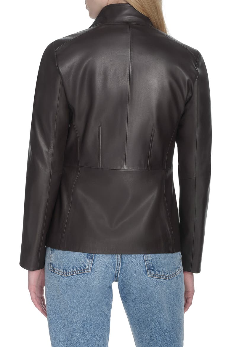 Wing Collar Leather Jacket, Alternate, color, DK ESPRESS