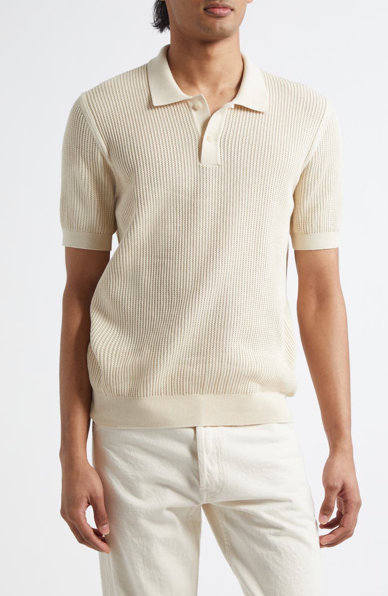 Sunspel Mesh Stitch Polo Sweater, Main, color,