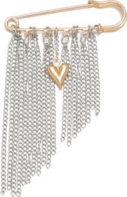 Adornia Mixed Metal Fringe Safety Pin Brooch