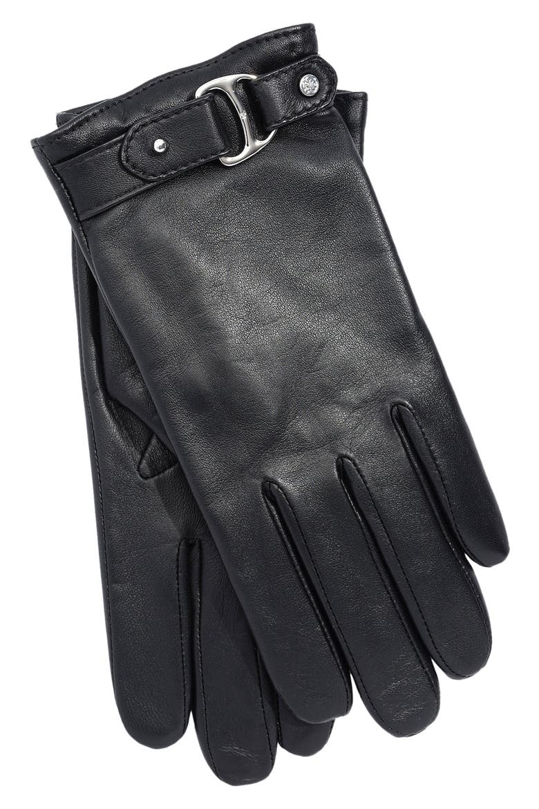 Leather Buckle Gloves, Alternate, color, BLACK