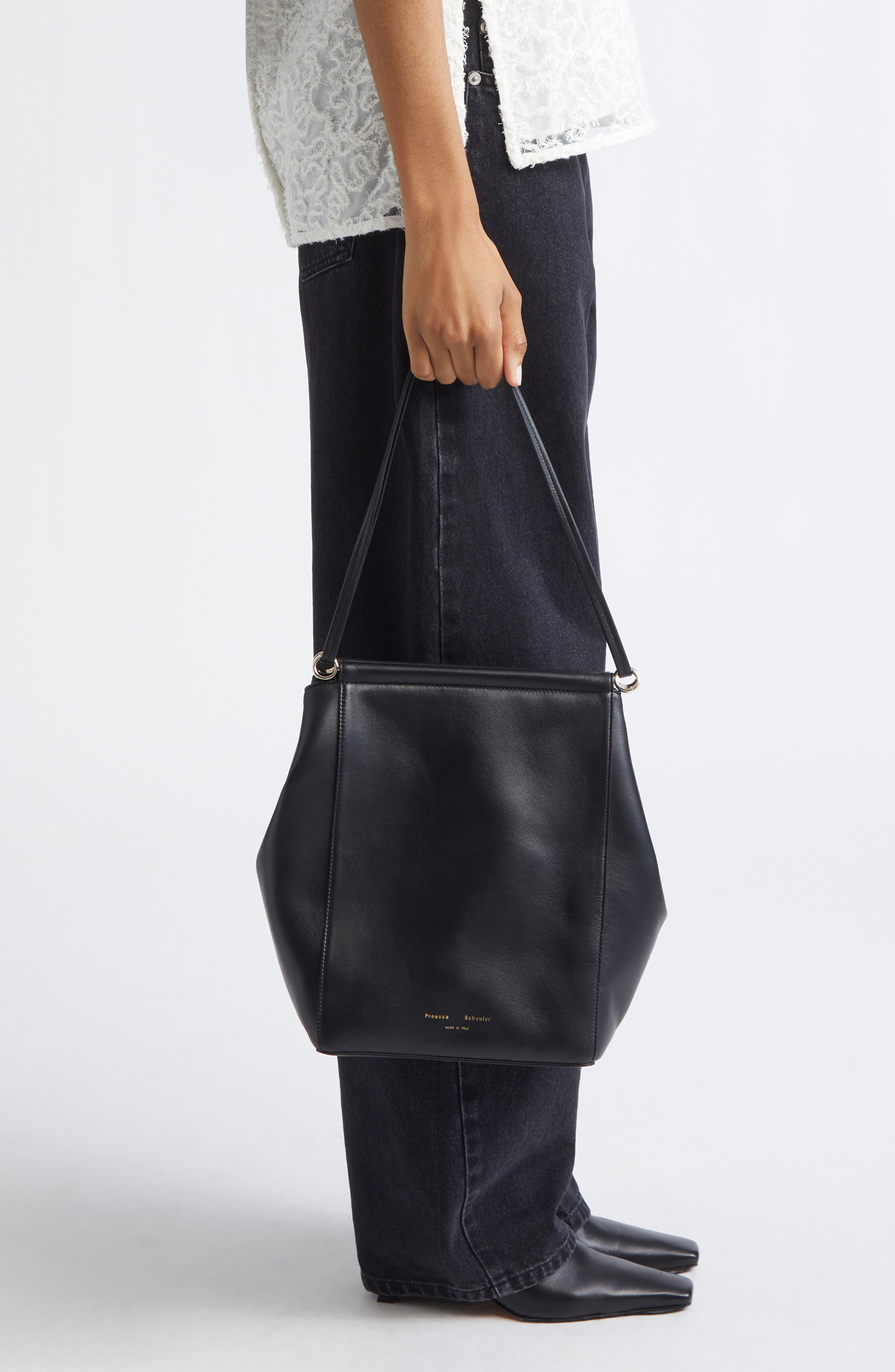Proenza Schouler Reade Leather Shoulder Bag, Alternate, color, Black