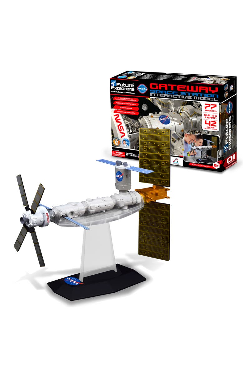 Mukikim NASA Future Explorers - Gateway Space Station Interactive Model. Build & Learn STEM Education & Interactive Space Exploration For Kids. With Projector, Orion Capsule & Rotating Solar Panel!, Main, color, White