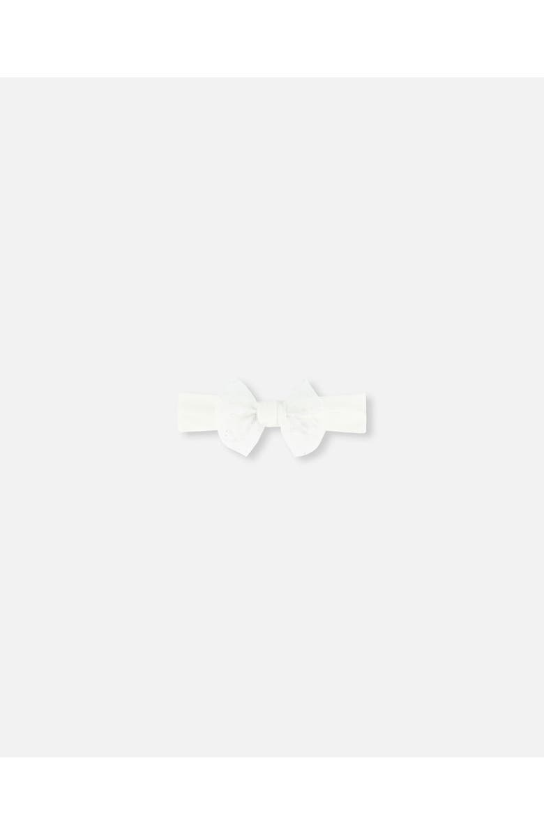 Deux par Deux Baby Girl's Headband With Glittering Tulle Bow Off White, Main, color,